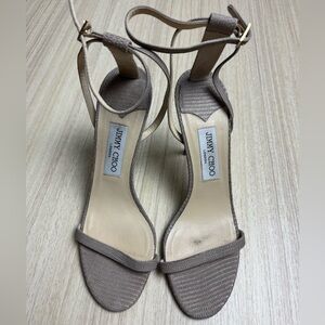 Jimmy Choo - Minny 85 - Taupe Ankle Strap Heels- Sz 40 (10)